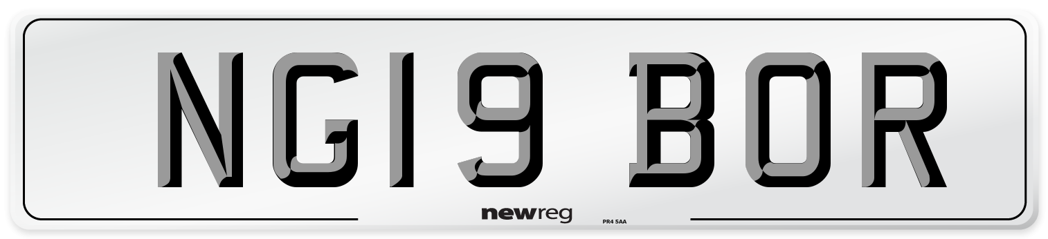 NG19 BOR Number Plate from New Reg